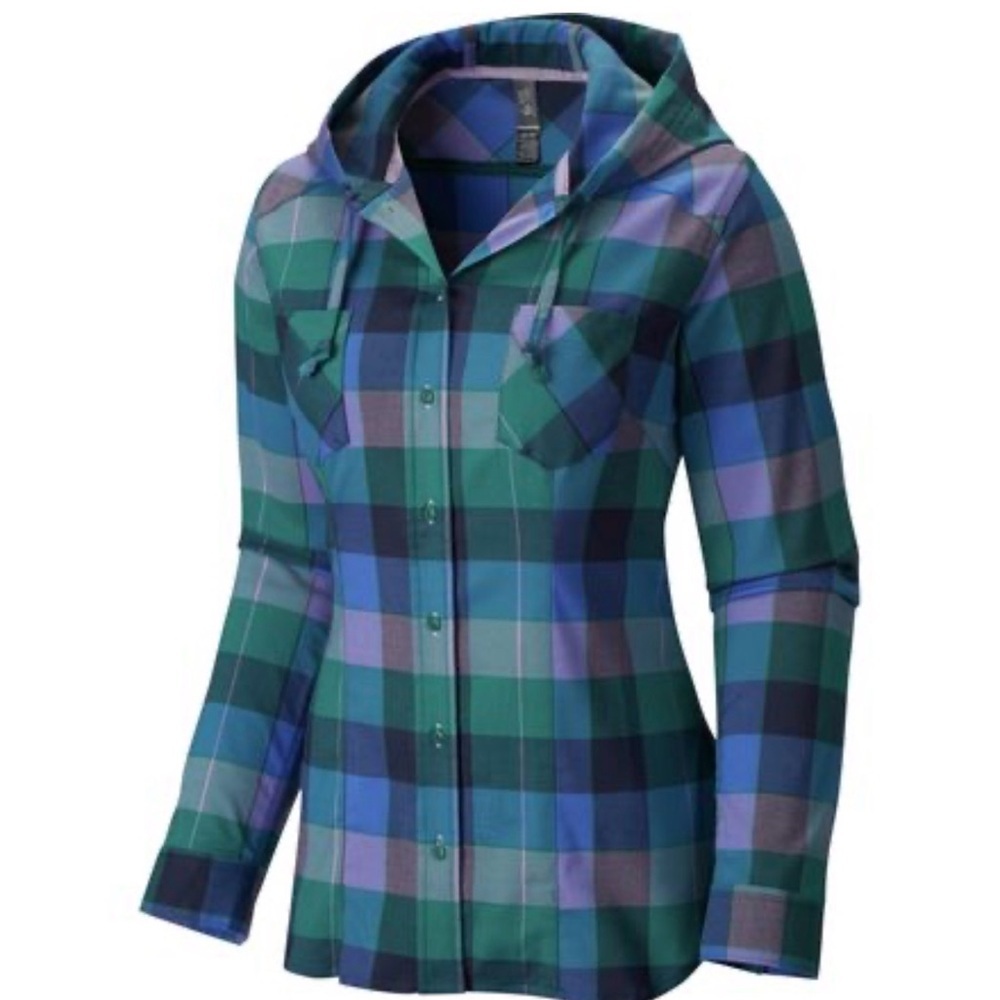 Mountain Hardwear Stretchstone Hooded Flannel Sz Medium great condition